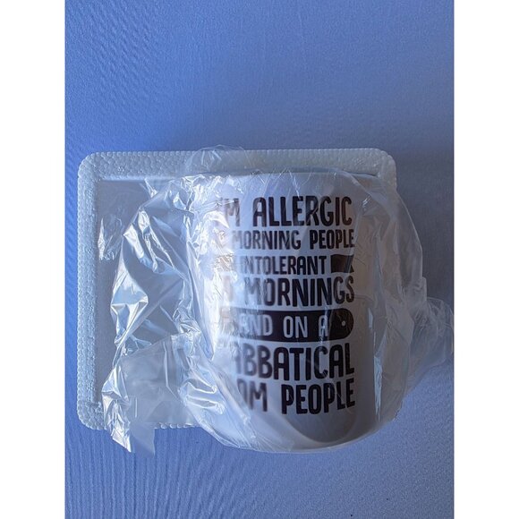 Blank Other - Im Allergic To Morning People Ceramic Coffee Mug 11 Oz White With Black Text